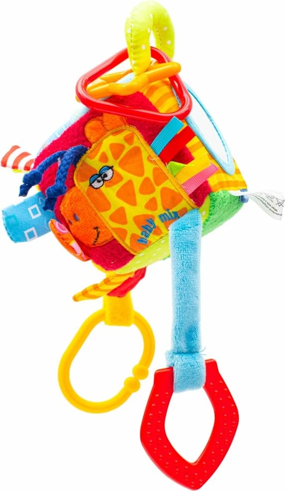 Lodër interaktive, Baby Mix, ZOO, kube aktivitete për foshnje 9x9x9 cm, me pasqyrë plastike, zhurmues dhe unaza varëse, shumëngjyrëshe