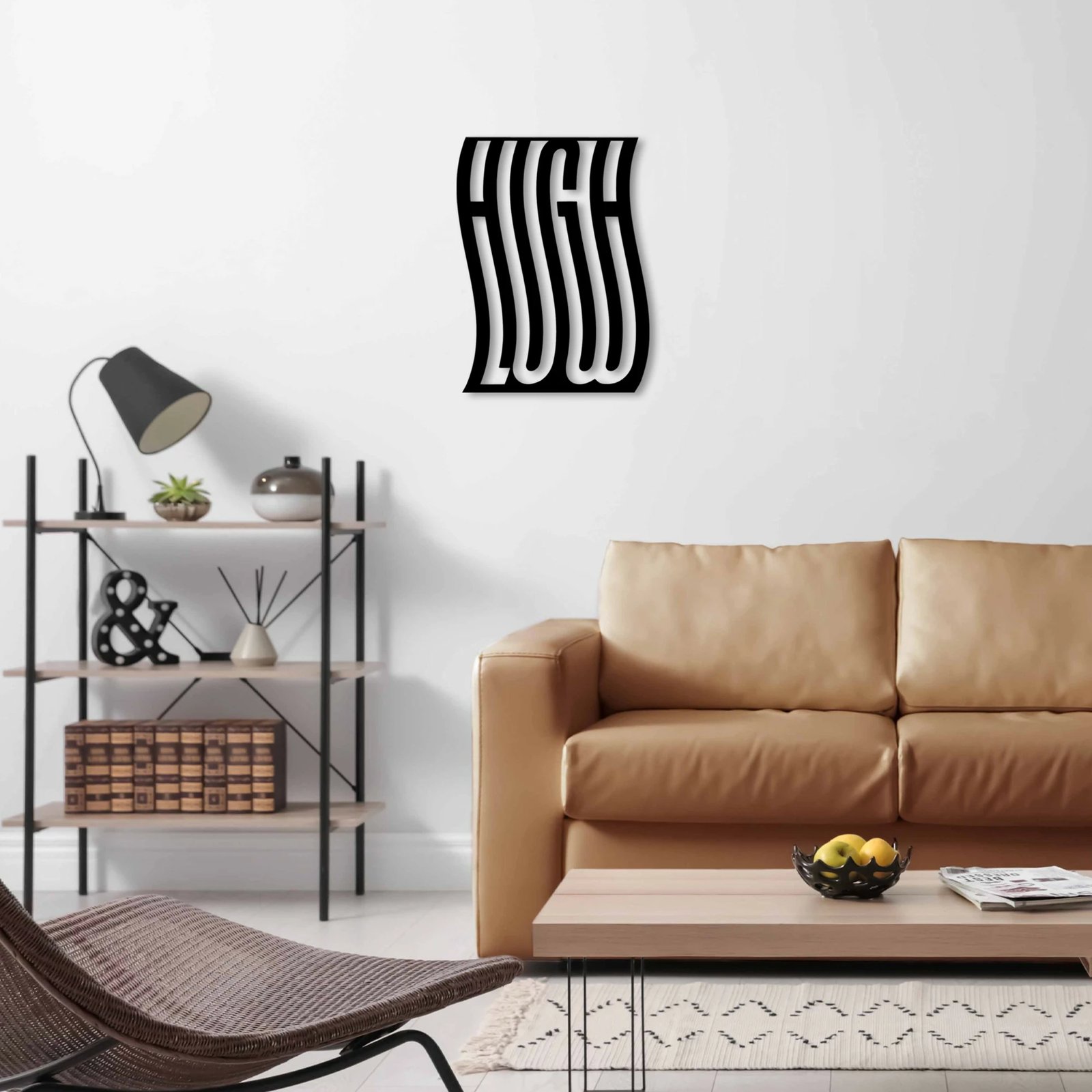 Aksesor dekorativ metalik për mur Wallity, High Low, ngjyrë e zezë