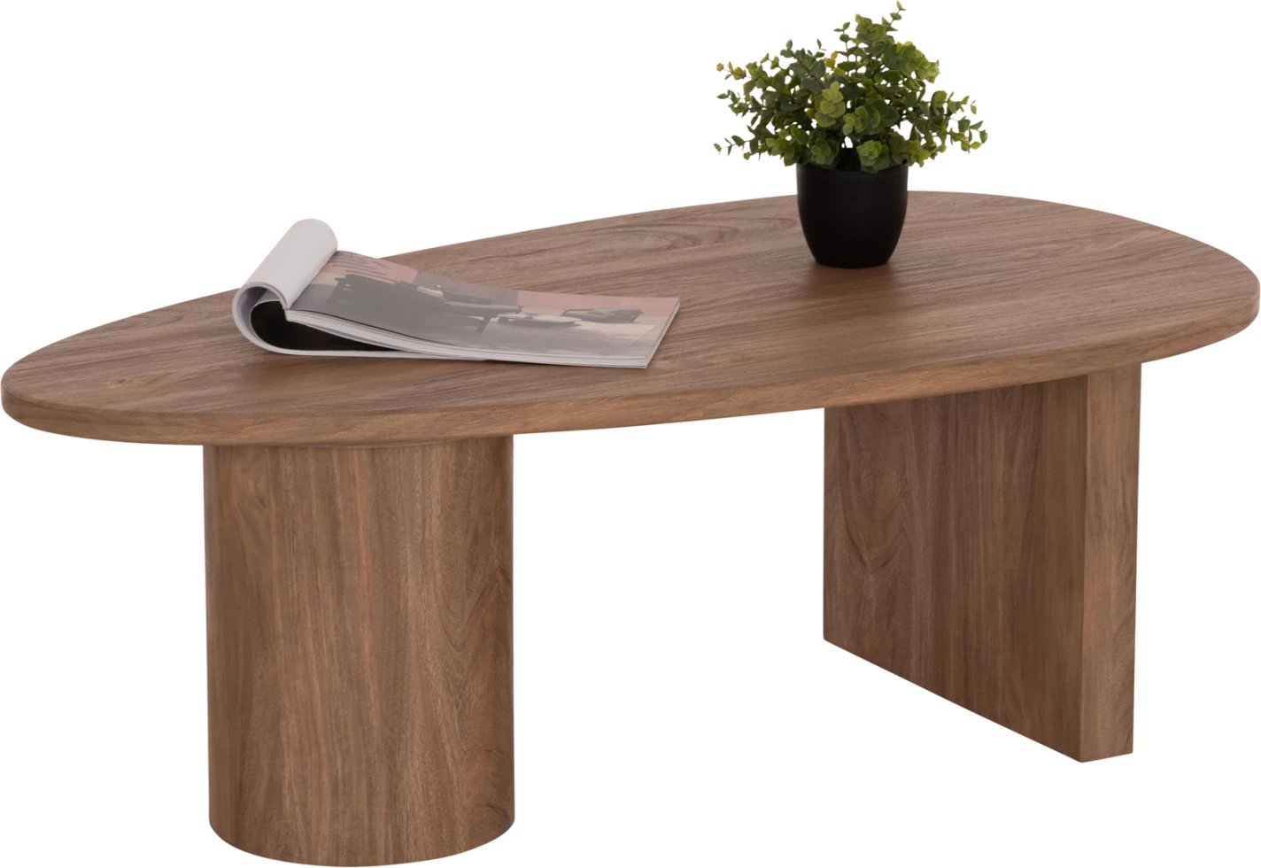 Tavolinë kafeje ovale ALPER, MDF, ngjyrë sonama, 110x60x40cm