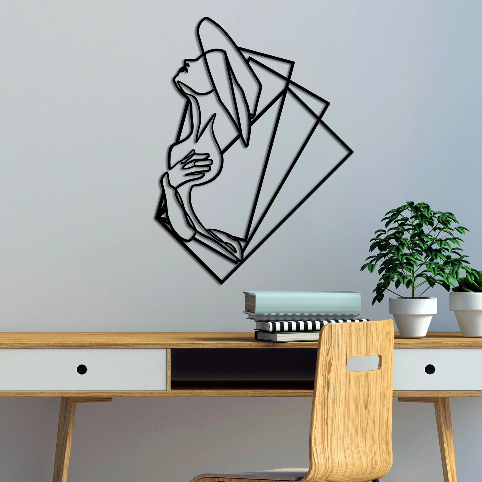 Aksesor dekorativ metalik për mur, Wallity, grua 1 - L