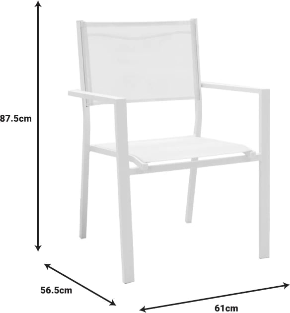 Set tavoline me karrige Kliton-Moly, alumini, ngjyrë e bardhë, 150x80x74cm