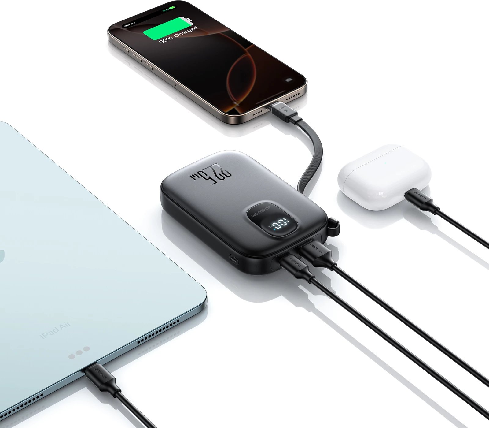 Powerbank Joyroom JR-PBF17 10000mAh 22.5W me kabllo USB-C të integruar + kabllo USB-C 25cm, e zezë