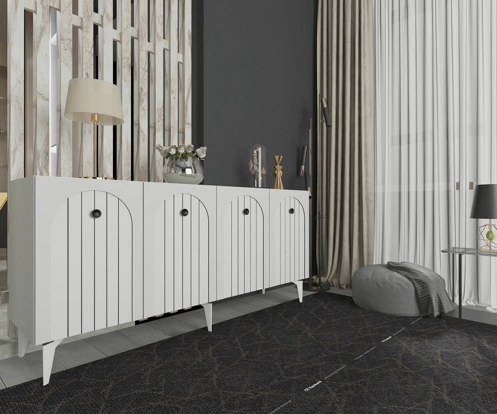 Konsolë Skye Decor, e bardhë, Breda