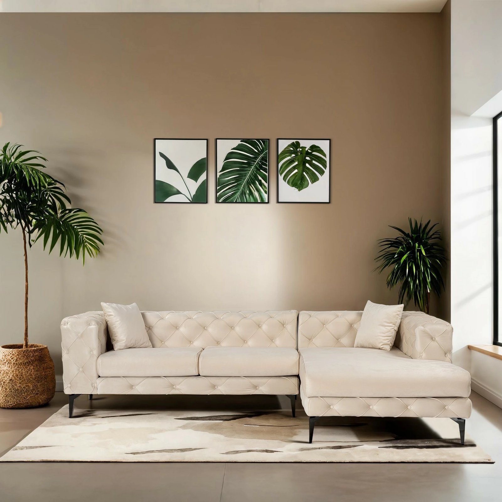 Këndare Atelier del Sofa Como Eco, e djathtë, bezhë dhe e zezë