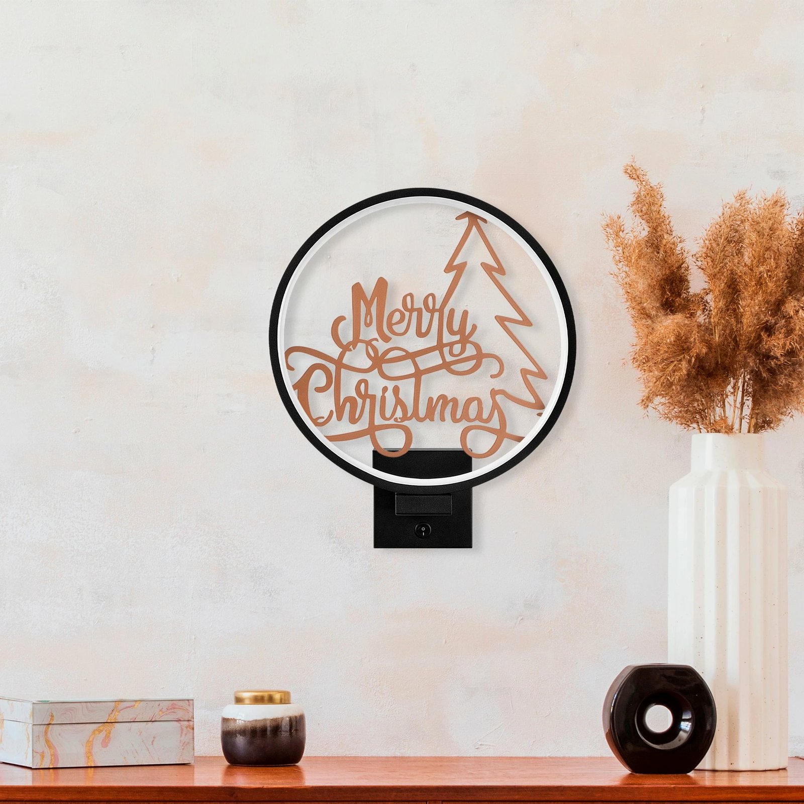 Llambë muri dekorative, ngjyrë e zezë dhe bakri, XMAS18
