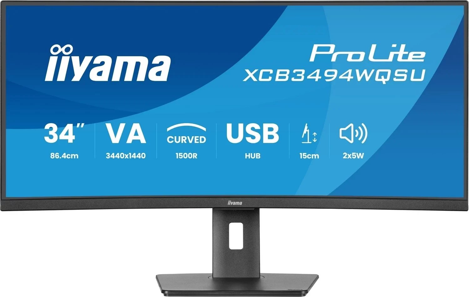 Monitor iiyama ProLite XCB3494WQSU-B1 34 inç, UWQHD, VA, 0.4ms, 120Hz, zi
