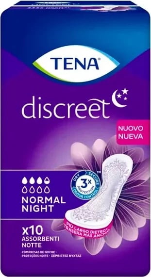 Pelenë për të rritur unisex TENA Discreet Normal Night 10 copë