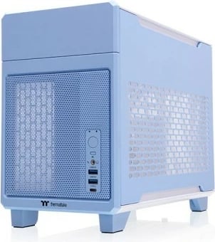 Kasë, Thermaltake, TR100 Mini, Mini-ITX Mini Tower, USB-C, pa PSU, GPU deri 360 mm, blu (Hydrangea Blue)