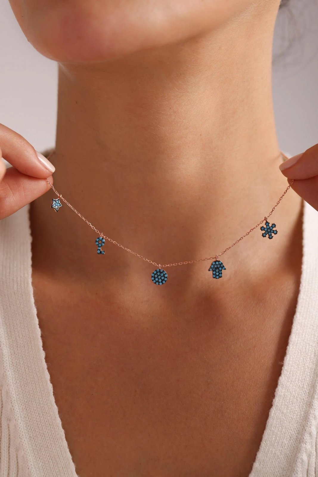 Qafore argjendi Jumeon, ngjyrë rozë e kaltër, NRZ999824