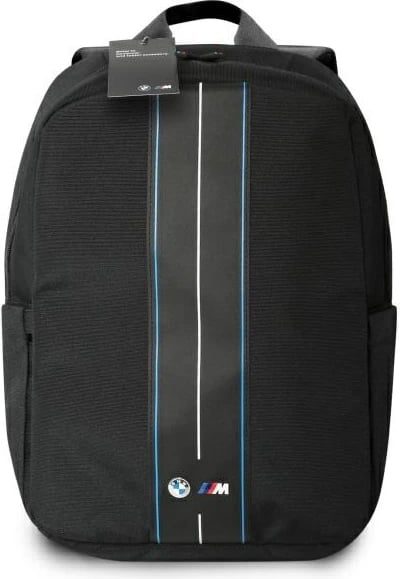 Çantë shpine BMW BMBP15COMPVSKL për laptop 16", najlon, vija blu, e zezë