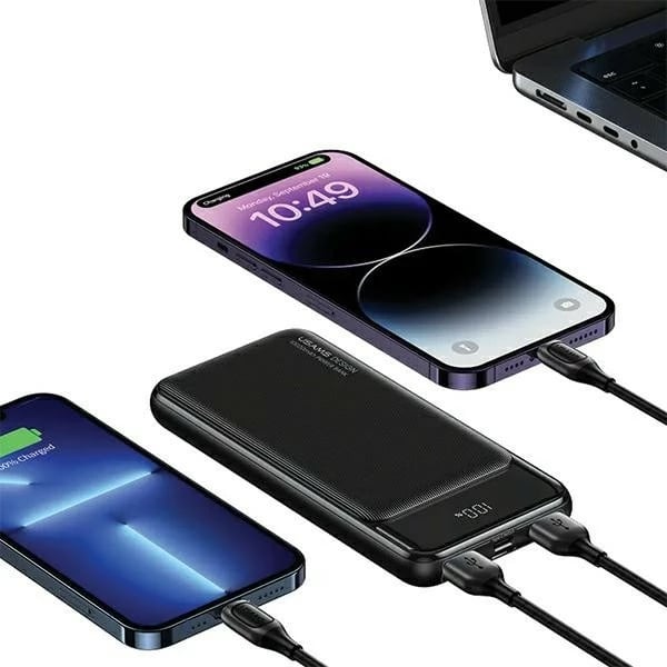 Powerbank USAMS US-CD198 10000mAh, 1xUSB-C, 2xUSB-A, Ekran dixhital, Zi