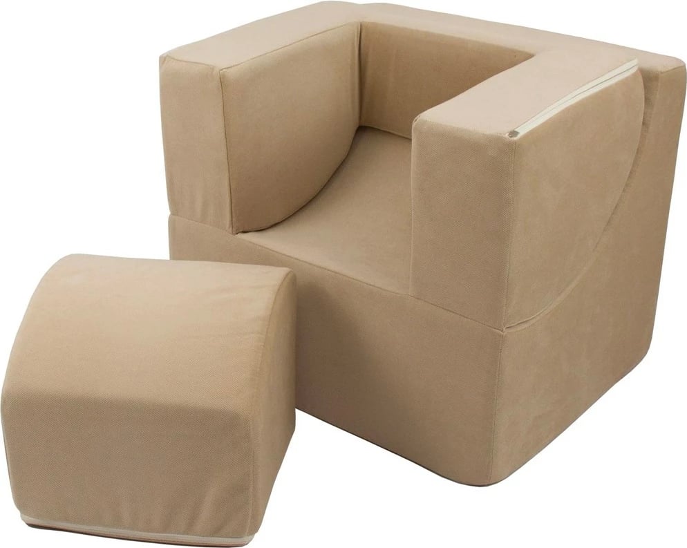 Karrige e palosshme për fëmijë, Vell, shkumë poliuretani, mbulesë me zinxhir e heqshme, shndërrohet në shezllon, deri 8 vjeç, kapuçino