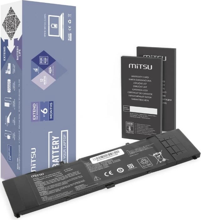 Bateri laptop Mitsu BC/AS-UX310 për Asus Zenbook UX310UA UX410UA, 3900 mAh, 11.4V, e zezë