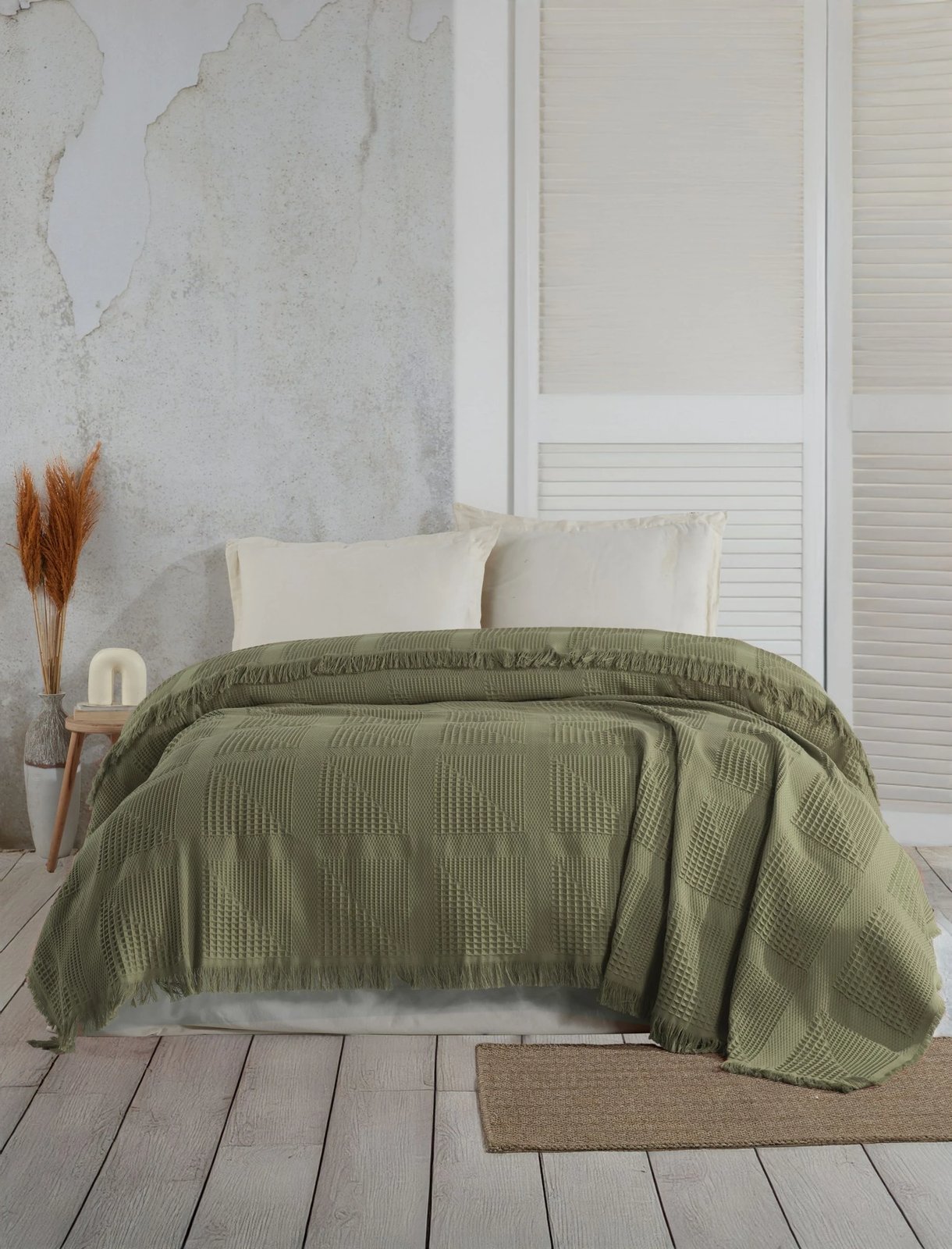 Batanije Double Pique Jacquard, ngjyrë kaki, Sirius, 220x240cm