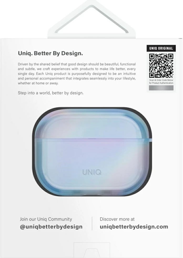 Mbështjellës UNIQ Iridescia për AirPods Pro 2, me karabiner, holo blu