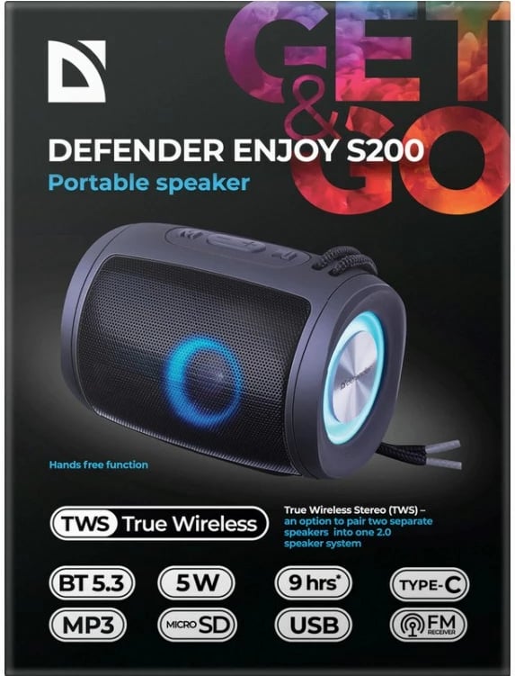 Altoparlant portativ Defender S200, Bluetooth 5.3, 5W, i zi