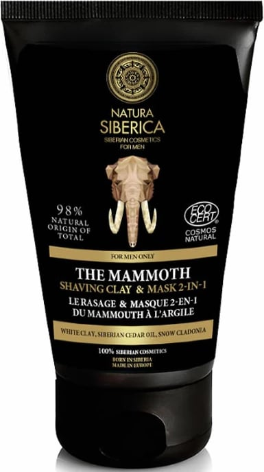 Argjilë për rruajtje dhe maskë fytyre 2-në-1 për meshkuj Natura Siberica The Mammoth 150ml