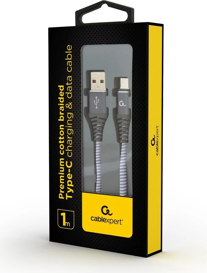 Kabllo karikuese USB Gembird. type-A dhe C, 1m, e bardhë/hiri