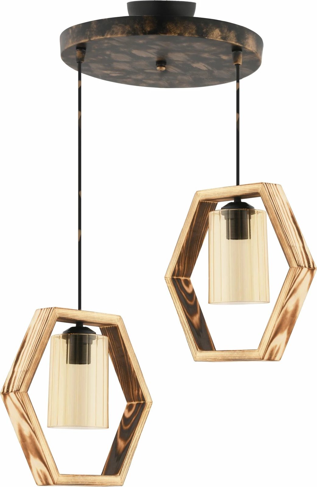 Llambë tavani Opviq, Hexagon Double G, xham, natyrale/zezë