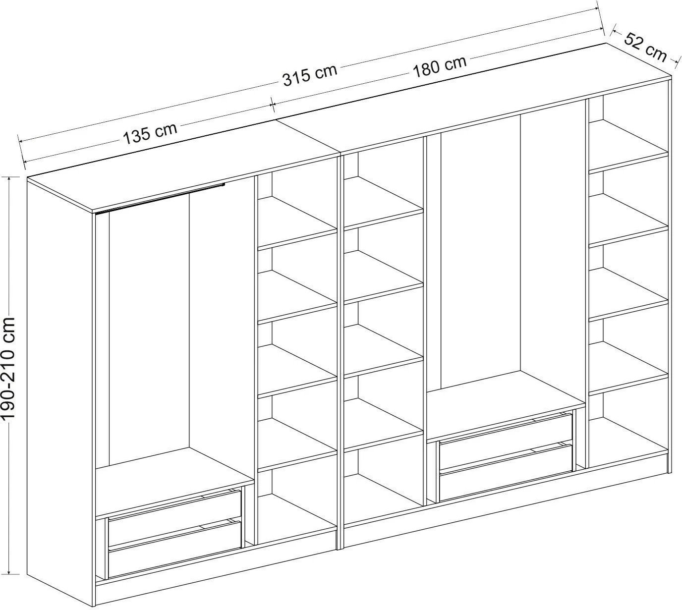 Dollap garderobe Skye Decor, ngjyrë dore, 7633