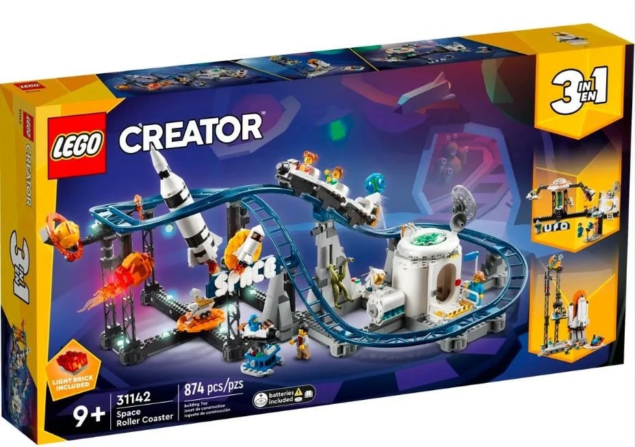 Set lodrash LEGO Creator 31142 Cosmic Roller Coaster, 874 pjesë, plastikë, për fëmijë 9+
