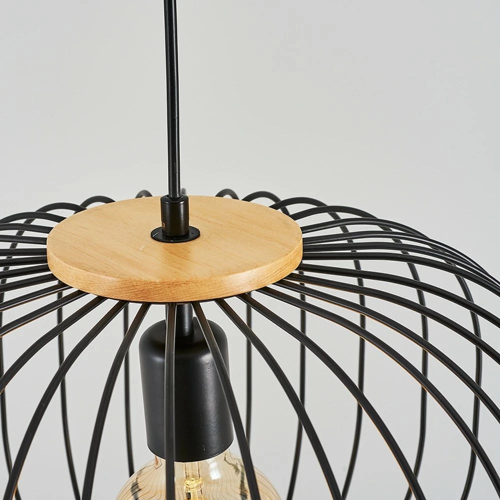 Llambë tavani Opviq, dru dhe metal, e zezë, L1277, 30x120cm