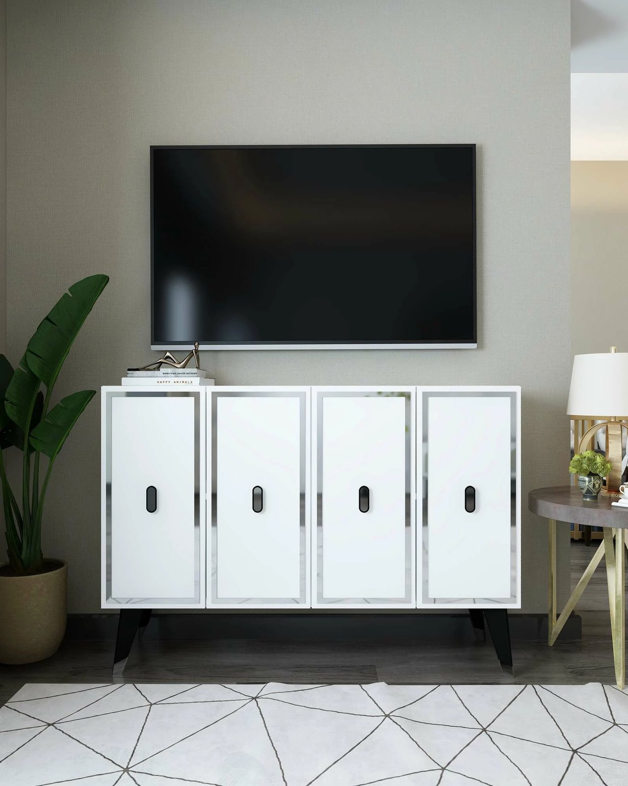 Konsol Skye Decor, 8173KM-32, e bardhë, e zezë, argjend