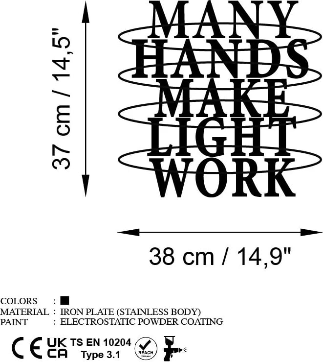 Aksesor dekorativ metalik për mur, Wallity, Hands Work