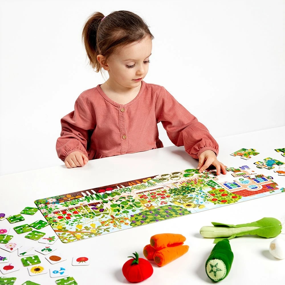 Puzzle edukativ CzuCzu Co rośnie w ogródku, 40 pjesë, me kartela shtesë, për fëmijë