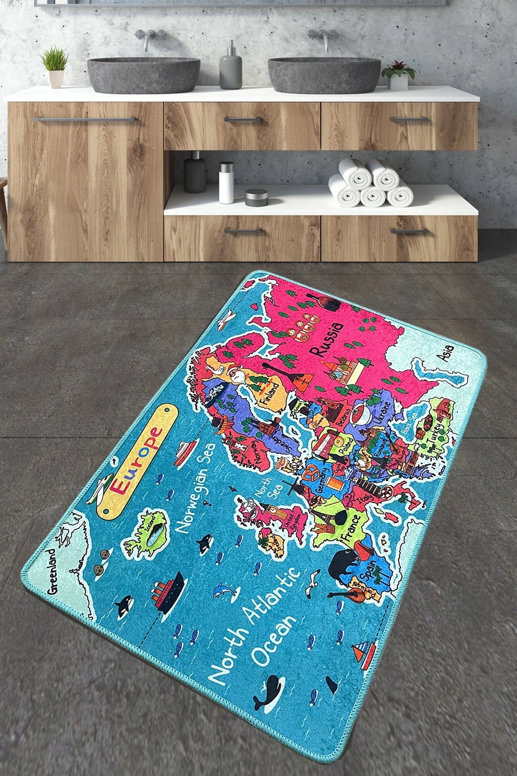 Tapet për banjo Mijölnir, Carta, shumëngjyrësh, 70x120cm