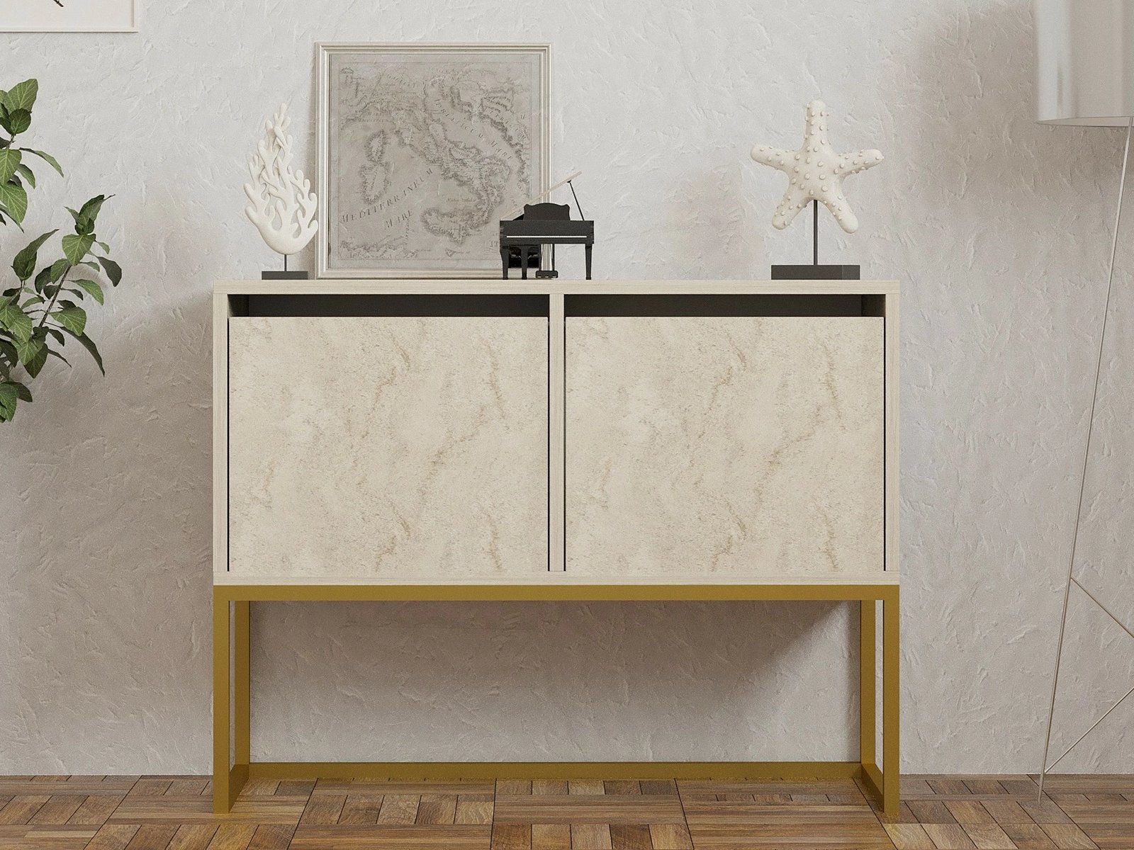 Konsol Zermat, ngjyrë travertine, Hanah Home
