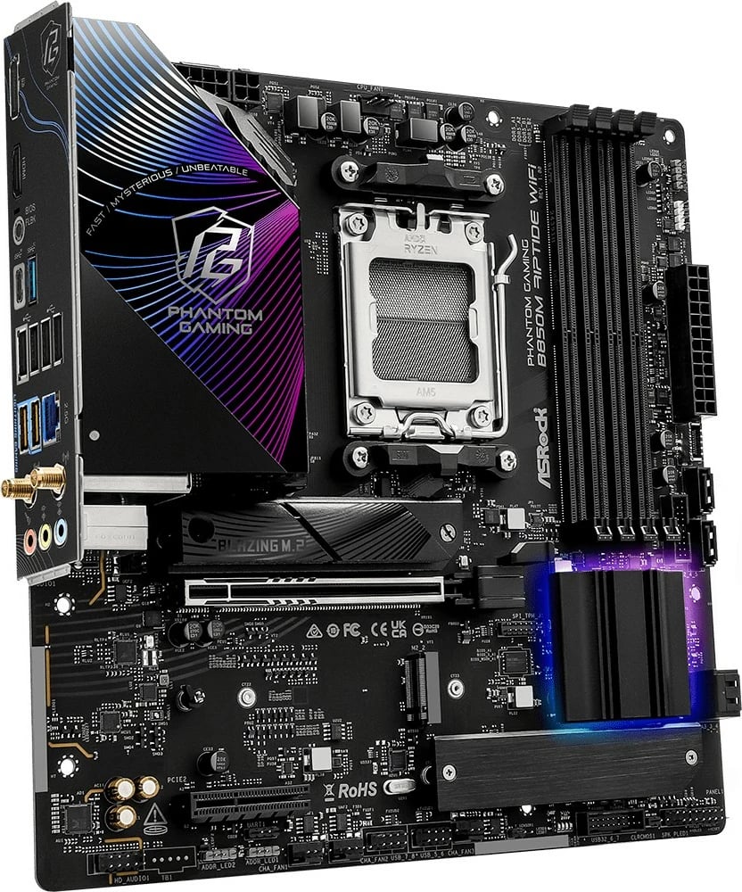 Pllakë amë ASRock Phantom Gaming B850M Riptide WiFi, AMD, Socket AM5, DDR5-SDRAM, 256 GB