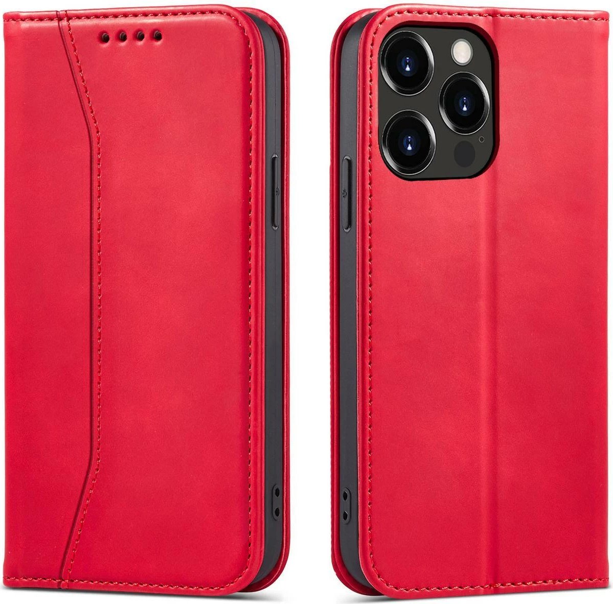 Mbështjellës Hurtel Magnet Fancy Case për iPhone 14 Pro, portofol, qëndrim, e kuqe
