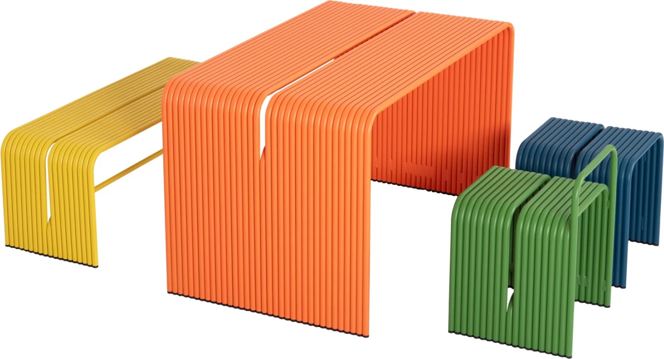 Tavolinë ngrënieje për jashtë, alumin, ngjyrë portokalli, INTREPID FH6330.09, 121x70x70cm