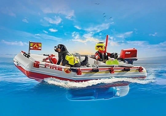 Set lodrash Playmobil Action Heroes 71464, varkë zjarrfikësash me jet ski, 52 pjesë