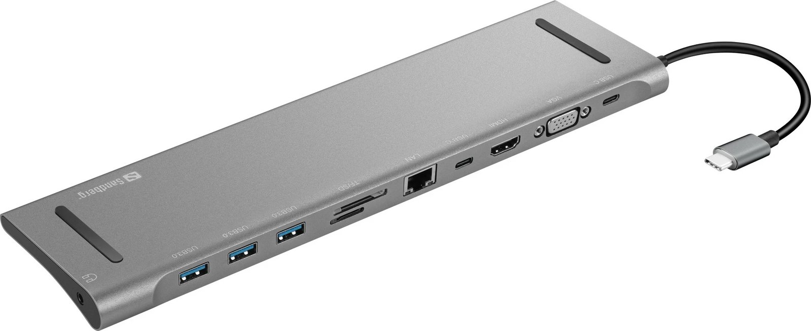 Docking Station Sandberg USB-C 10-in-1, Wired, USB 3.2 Gen 1, 100 W, Aluminium
