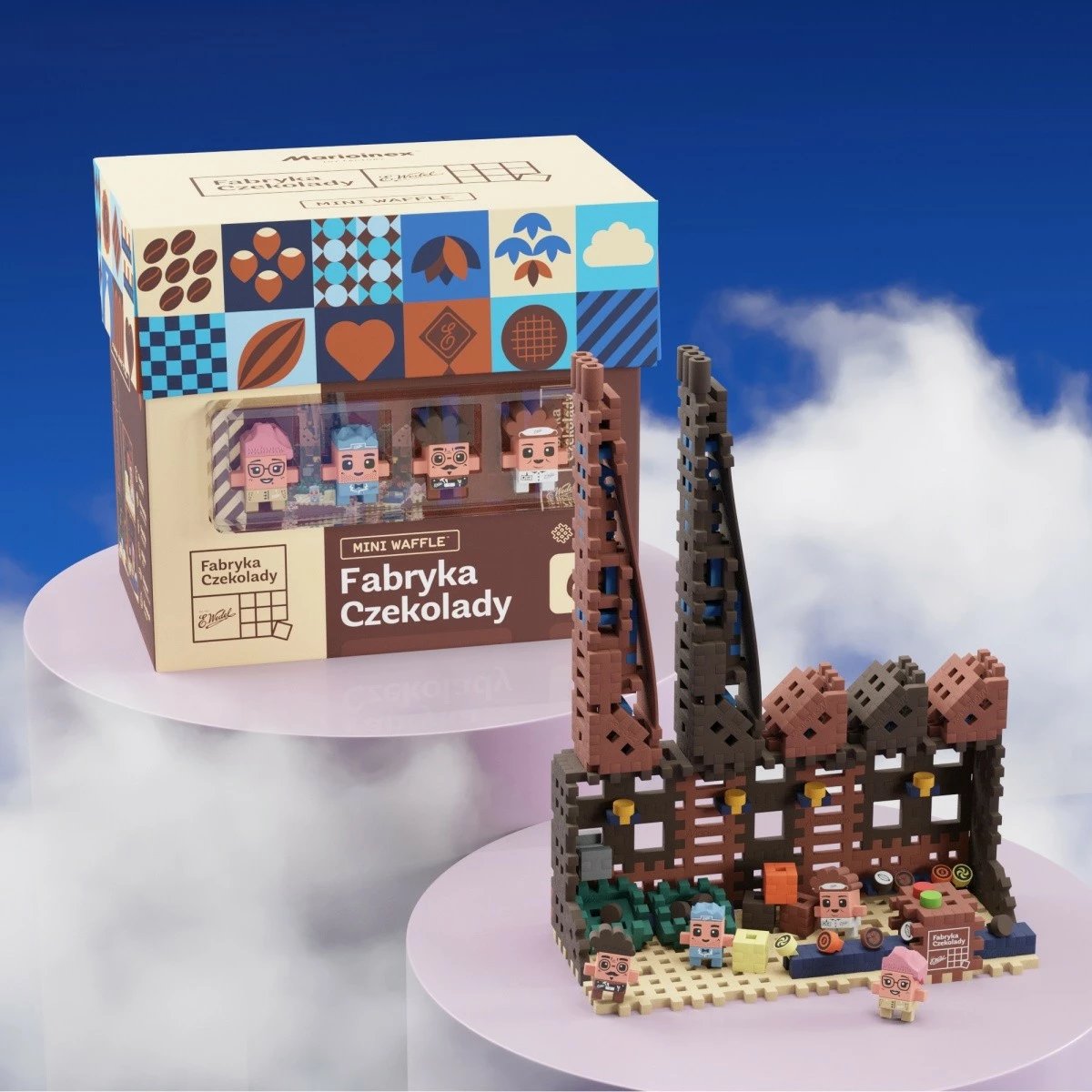 Set lodrash ndërtimi Marioinex Mini Waffle Fabryka Czekolady, 230 elemente, shumëngjyrëshe