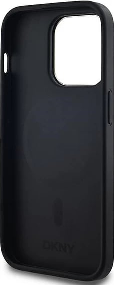 Mbështjellës DKNY Leather Checkered Mono Pattern MagSafe për iPhone 13 Pro/13, i zi
