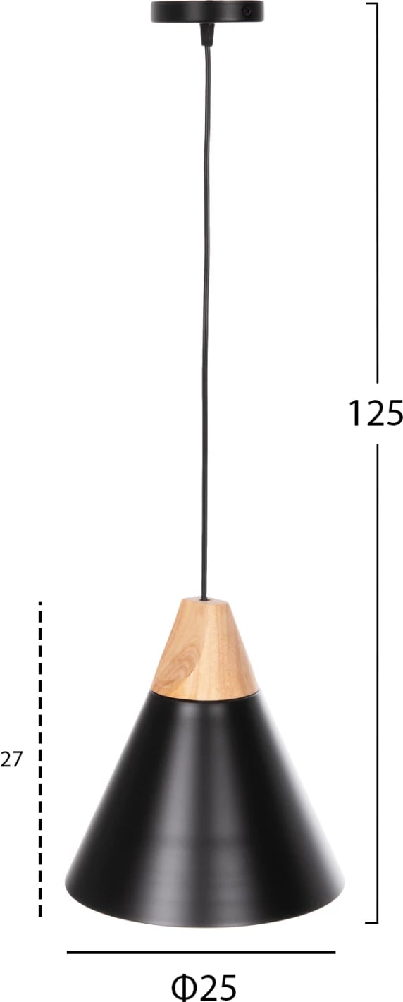 Llambë varëse tavani FH4143, kapak metali i zi, Φ25x125H cm Llambë varëse tavani FH4143, kapak metali i zi, Φ25x125H cm