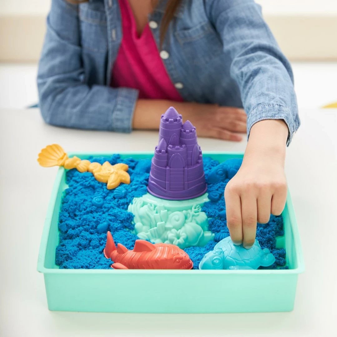 Set rërë kinetike SPIN MASTER, Sandbox Set, 1lb, me vegla dhe forma, ngjyra të përziera