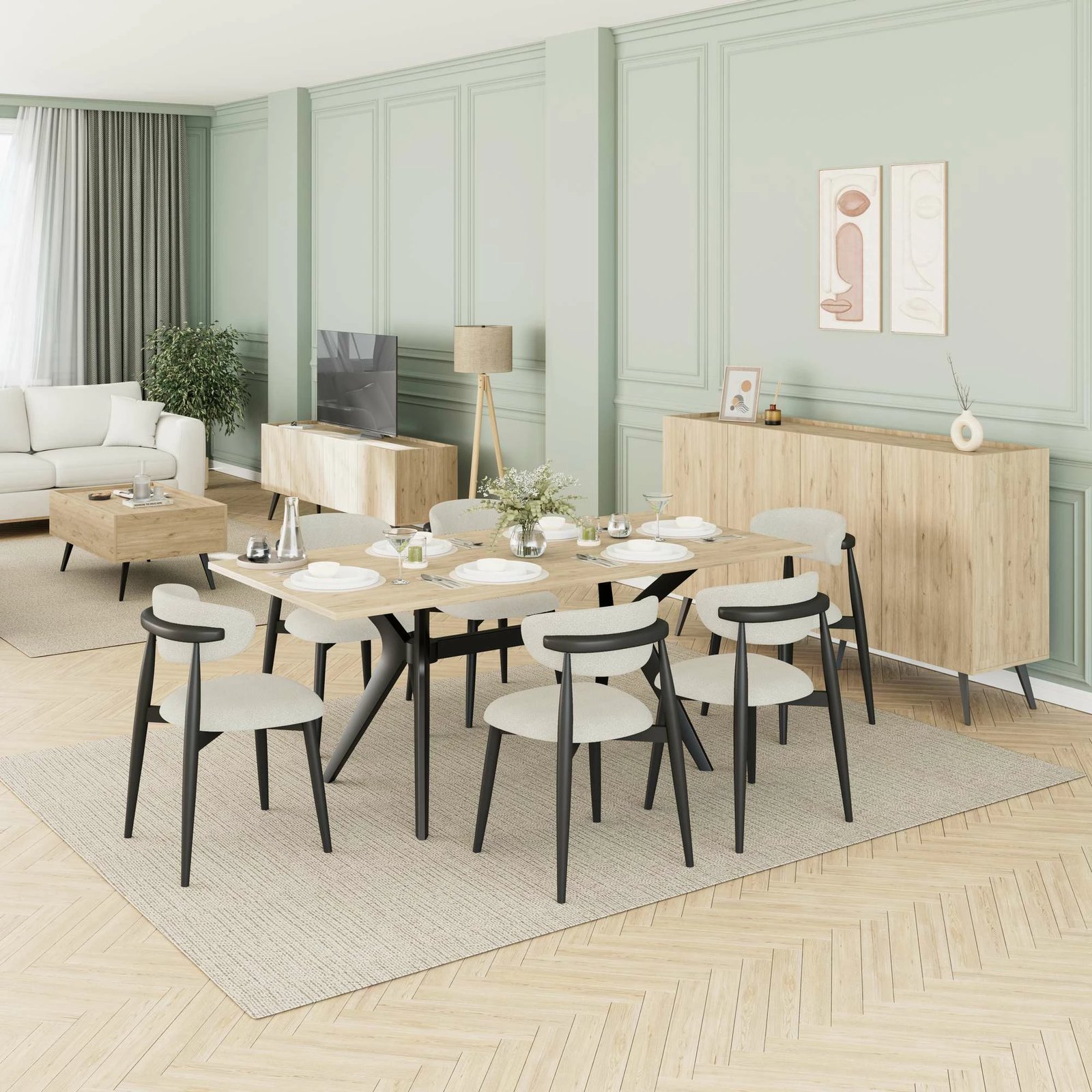 Tavolinë ngrënieje Hanah Home, Luna, ngjyrë lisi