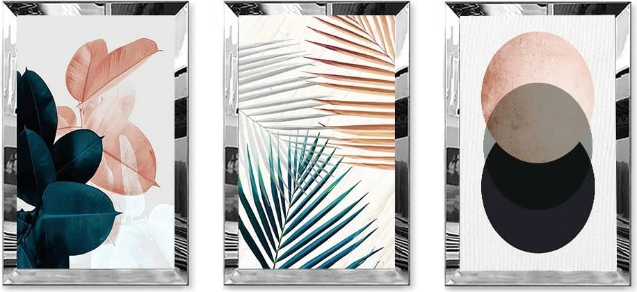 Pikturë dekorative MDF-Plexiglass, shumëngjyrëshe, set prej 3 copësh, Wallity, Huhu409, 30x40cm