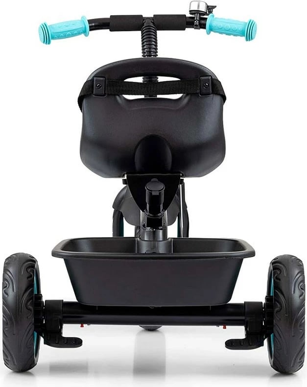 Tricikël fëmijësh me guidë, Milly Mally Axel, kornizë çeliku, rrota EVA, pedale me bllokim, 1-3 vjeç, e zezë