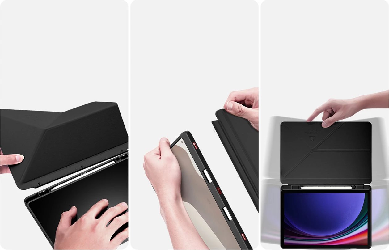 Mbështjellës tabletë Dux Ducis Magi për Samsung Galaxy Tab S10 FE/S9/S9 FE, me mbajtëse stylus, e zezë