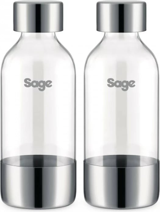 Set shishe për gazifikues Sage SCA002BSS, 0.6L, 2 copë, çelik i furruar/transparente