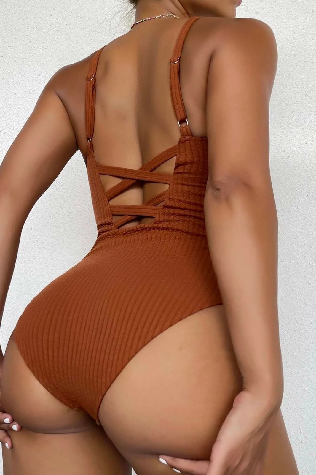 Monokini ngjyrë kafe Jumeon, MS4324, madhësia 34