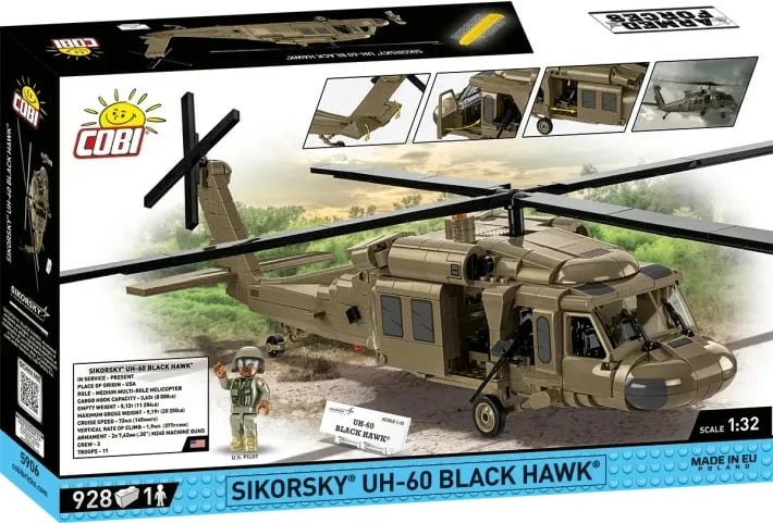 Set lodrash ndërtimi Cobi Klocki Sikorsky UH-60 Black Hawk, 928 pjesë, bezhë