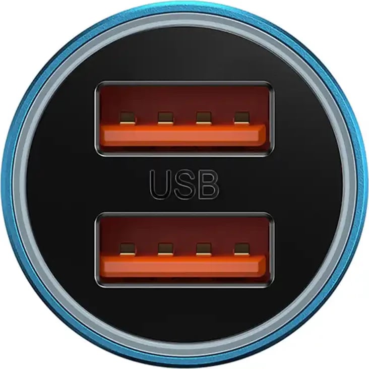 karikues veture, Baseus, Golden Contactor Max CGJM000003, 2x USB Type-A, 60W, mbështetje QC/PD/SCP, blu
