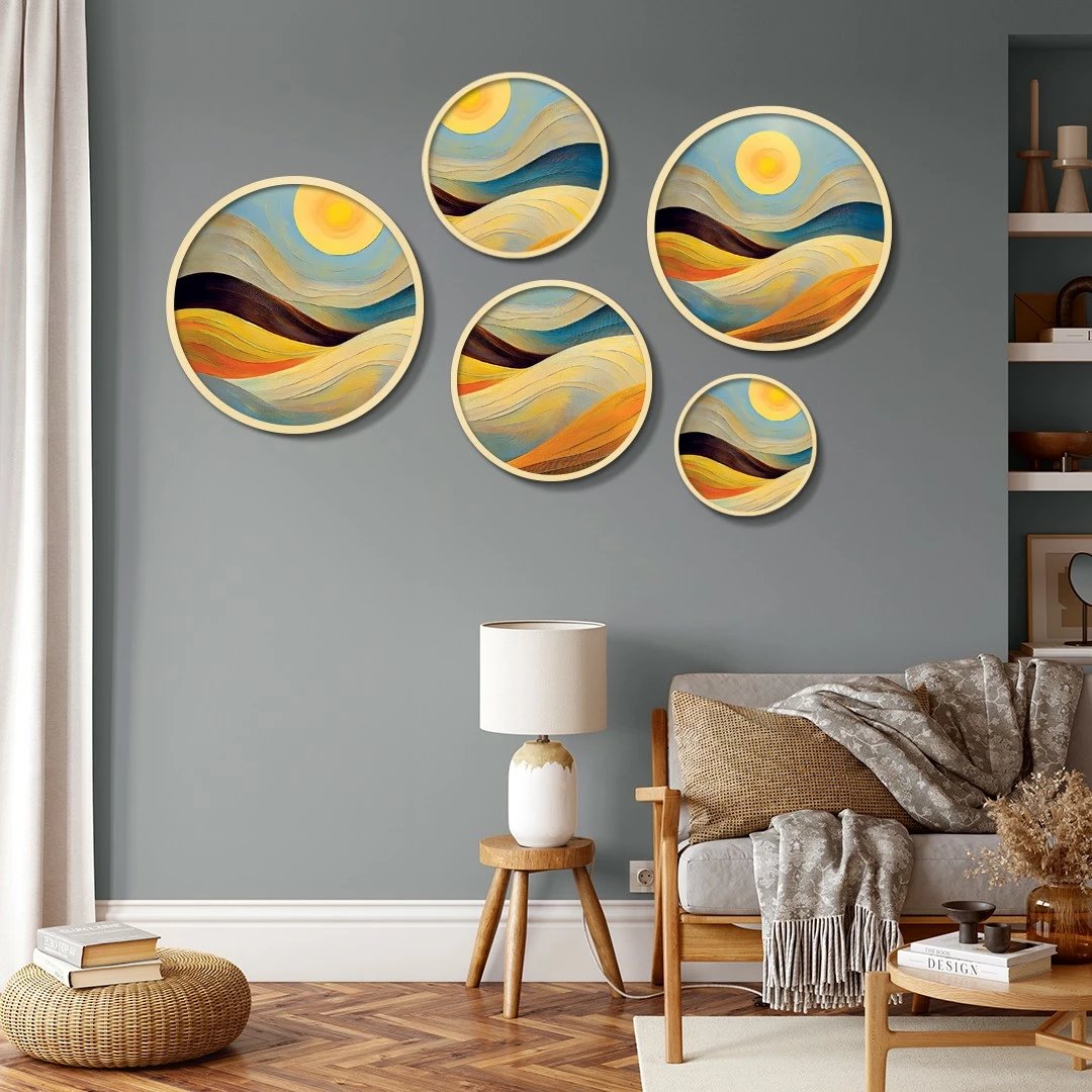 Set pikturash dekorative me kornizë MDF (5 copë), Wallity, Yats-18