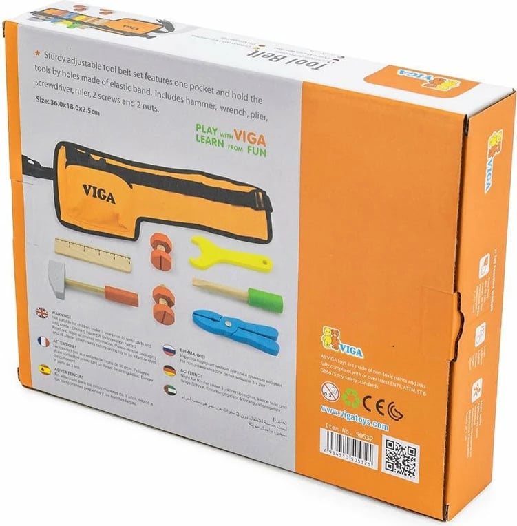 Set veglash druri, Viga, me rrip i rregullueshëm, për fëmijë 3+, multingjyrësh, set